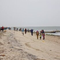 Walking along the beach in Dakar, the capital