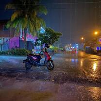 caught in the rain in Bocas del toro in Panama