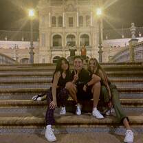Seville abroad students in front of the Plaza de España 