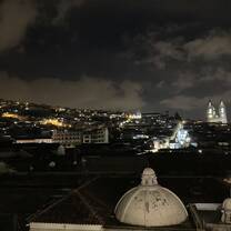 View of Quito at night from the rooftop of La Vista Hermosa restaurant