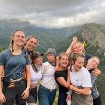 The girls on the mountain in the morning 