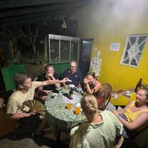 Chilling out with my young colleagues 