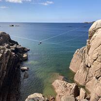 Zip lining after rock climbing