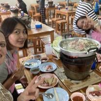Eating moo kretai with Thai teachers