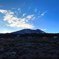 One of the campsites on Mt. Kilimanjaro with a view of the top 