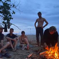 chilling on the beach after an intense jungle stint
