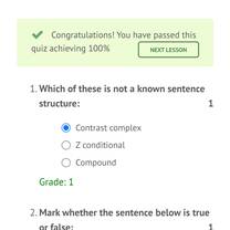 One of my completed quiz