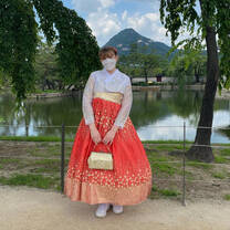 In front of Gyeongbokgung palace in Seoul