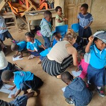 Painting the alphabet in nursery 