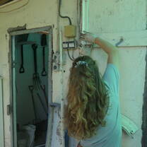 working at the water pipe for the seed nursery