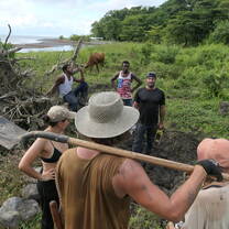digging a channel for water inflow 