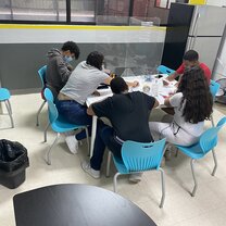 Students work on English Speaking project