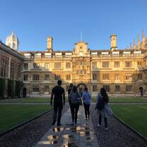 Walking from the dorms to the dining hall at Clare College