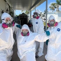 Geared up with PPE and ready to sanitize this home! 
