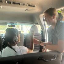 Hearing Screening in the back of the van! 