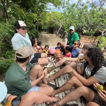 Driving through Jiquilillo with some volunteers and some locals