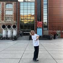 Posing outside of IRCAM before a free concert in the Centre Pompidou.