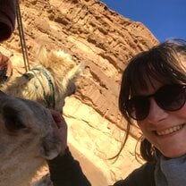 With a baby camel in Wadi Rum