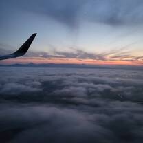 Sunset coming into Sapporo