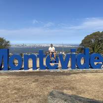 Here I am at a "Montevideo" sign overlooking the city from Fortaleza del Cerro de Montevideo.