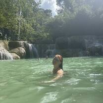 Swimming at a waterfall!