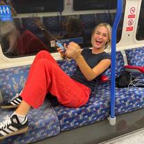 Laughing on the tube on the way back from the Harry Styles Concert at Wembley Stadium!