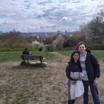 Me and a fellow intern at Hampstead Heath overlooking London