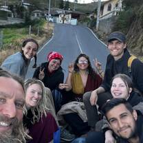 Me and other interns riding on a camioneta through Atandahua!