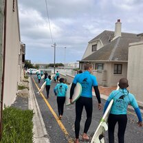 Walk to the beach to go for a surf