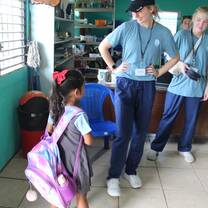 Talking to a student!
