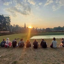 Sunset behind the temples in Ayutthaya