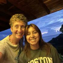 My daughter and me. Sunset on the Pacific 