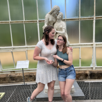 My roommate and I impersonating a statue at the Glasgow Botanical Gardens