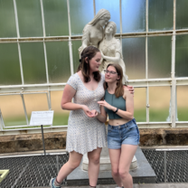 My roommate and I impersonating a statue at the Glasgow Botanical Gardens
