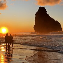 My friends in the sunset on a beach in Brazil
