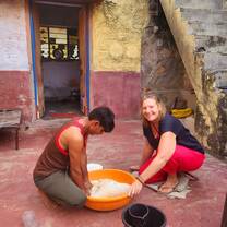 preparing chapati