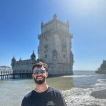 Taken in front of a small castle near the bridge in Lisbon.