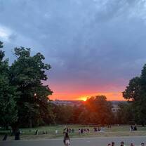 View of the sunset at Riegrovy Sady