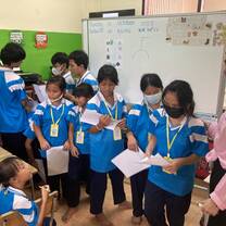 Students are presenting their group work.