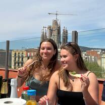 you too could be having easter brunch on rooftop with La Sagrada Familia behind you