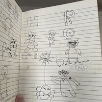 One of the pages from my journal! One of the kids from the school, Paul, wrote "We love you so much"