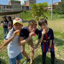 Me with my students sharing a Colombian Candy !