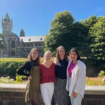 Posing in front of the Clocktower at the University of Otago