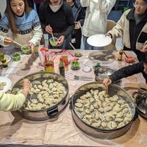 Making dumplings in a weekly Chinese culture class