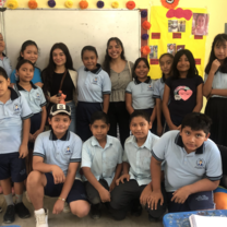 My partner and I with one of the elementary classes.