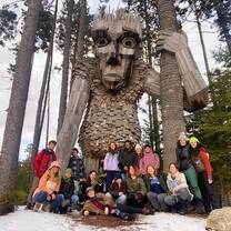 giant troll scavenger hunt at coastal maine botanical gardens