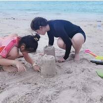 My host kid and I at the beach. We had so much fun!