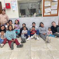 Some of the children and mothers living in the Hogar Juana de Aza