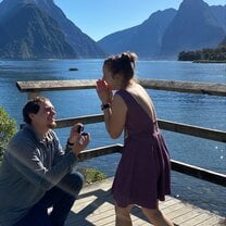 My fiance proposing at Milford Sound
