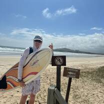 Just about to go Surf. Didn't see any sharks though!